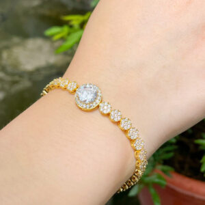 celestia royale™ 18k gold plated round brilliant cz tennis bracelet – luxury sparkle edition