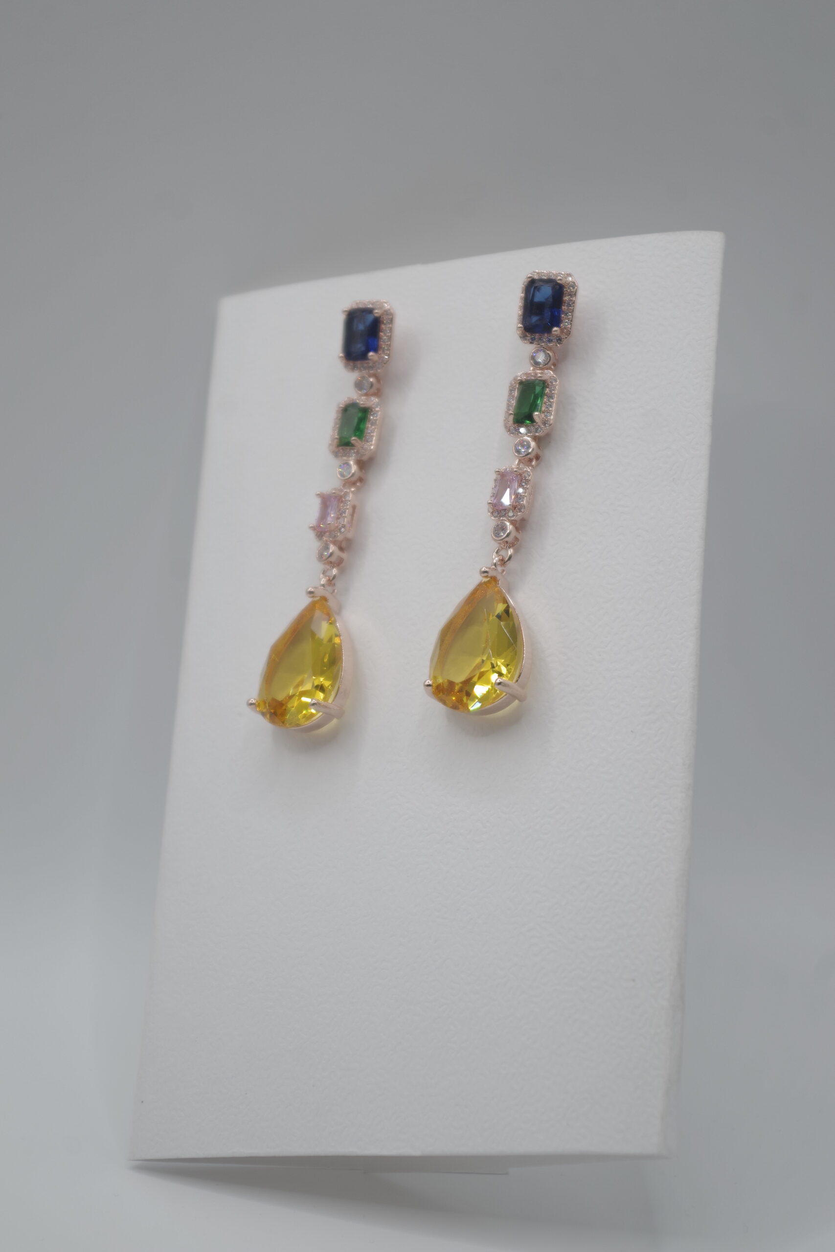 multicolor zircon drop earrings – rose gold plated long tassel elegance multicolor zircon drop earrings – rose gold plated long tassel elegance