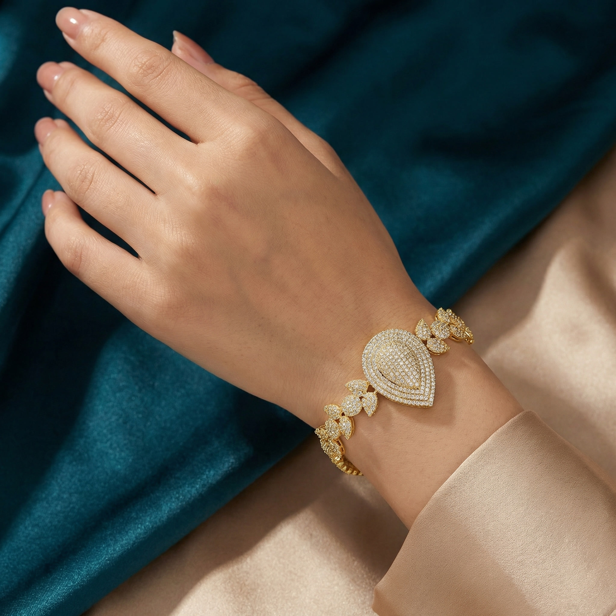 royal blush princess cut cz bracelet – rhodium plated bridal statement with pink zircon sparkle