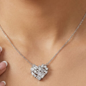 luna spark platinum plated 3a zircon heart necklace – elegant silver charm for women