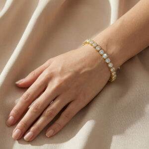 royal blush princess cut cz bracelet – rhodium plated bridal statement with pink zircon sparkle