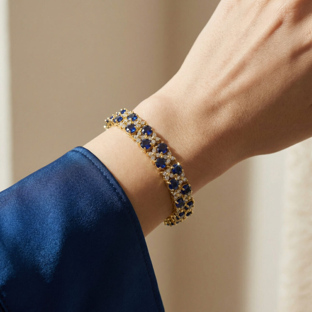 royal blush princess cut cz bracelet – rhodium plated bridal statement with pink zircon sparkle