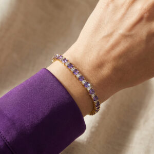 royal blush princess cut cz bracelet – rhodium plated bridal statement with pink zircon sparkle