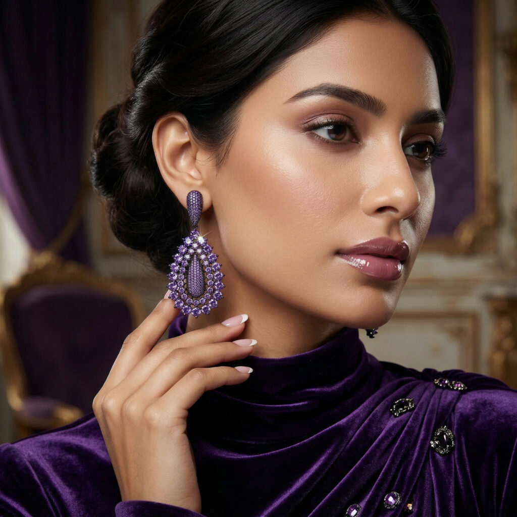 ocean bloom luxe drop earrings – 18k gold plated multicolor zircon floral elegance